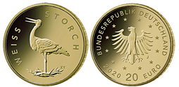 20-Euro-Goldmünze Weißstorch