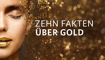 Frontansicht eines halben Frauengesichts mit goldenem Flitter
