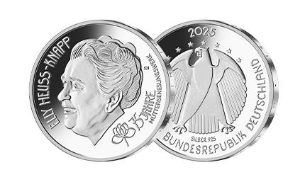 Bild- und Wertseite der 20-Euro-Silbermünze Elly Heuss-Knapp
