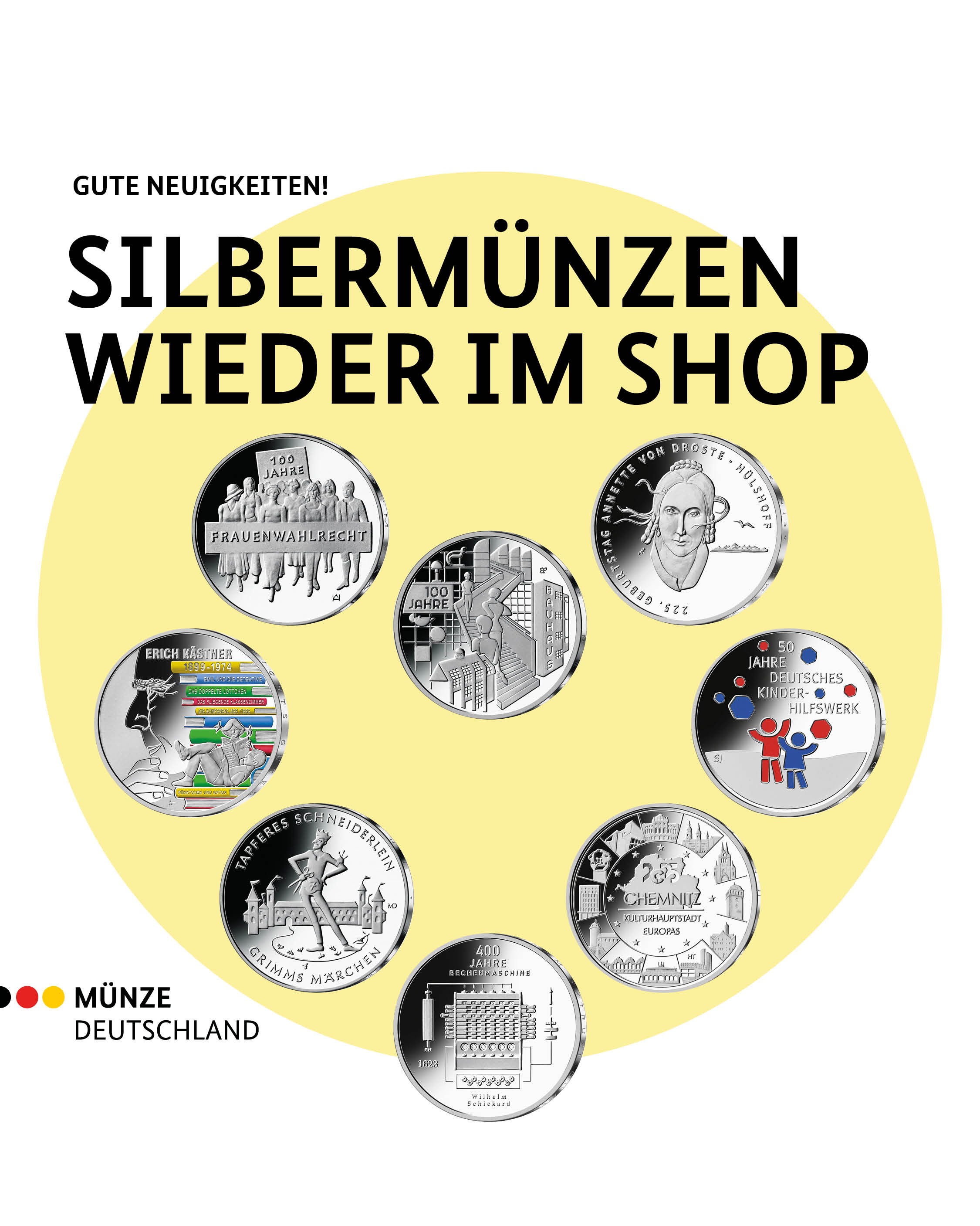 Silbermünzen wieder im Shop