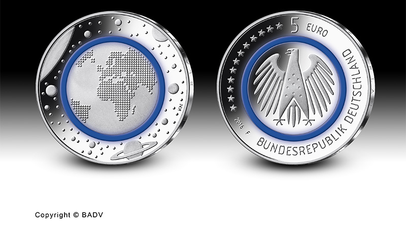 Die Polymerringmünze „Planet Erde“ aus dem Jahr 2016