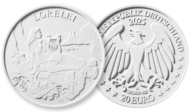 Bild- und Wertseite des Entwurfes „Lorelei“ von Maria Wetzel