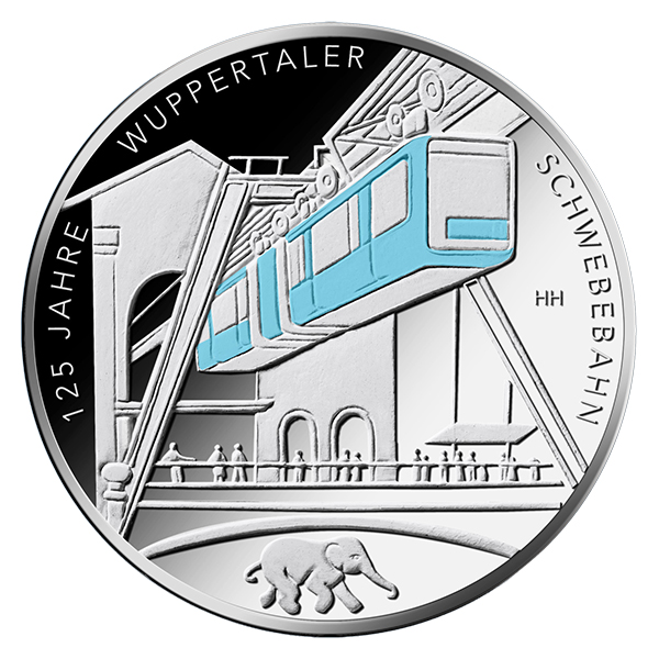 35-Euro-Silbermünze „125 Jahre Wuppertaler Schwebebahn“