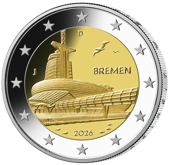 Die Deutsche 2-Euro-Gedenkmünze "Bremen" aus 2026 