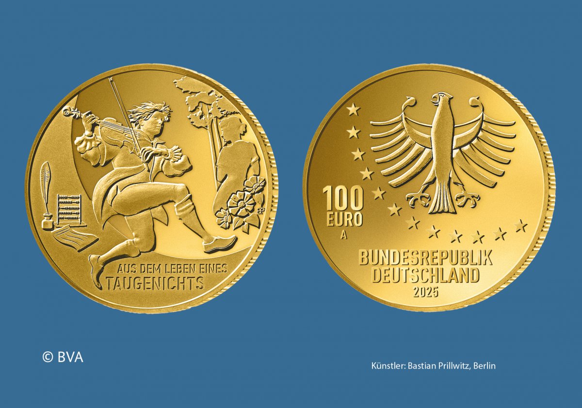 Download 100 euro goldcoin 2025 "Meisterwerke der deutschen Literatur - Aus dem Leben eines Taugenichts" 