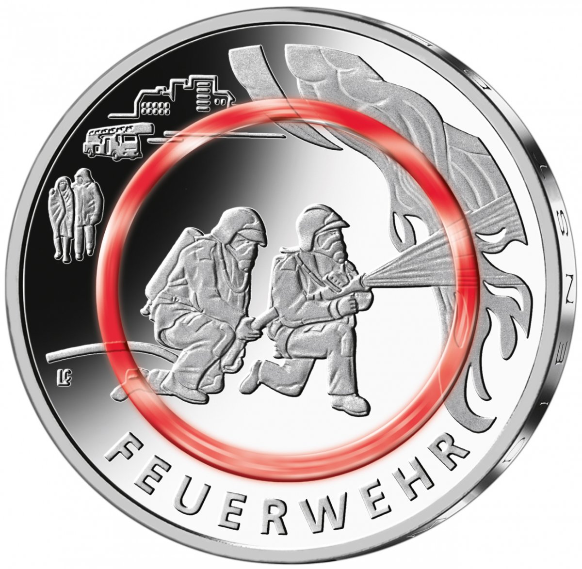 10-Euro-Polymerring-Sammlermünze 2023 "Feuerwehr"                                                    