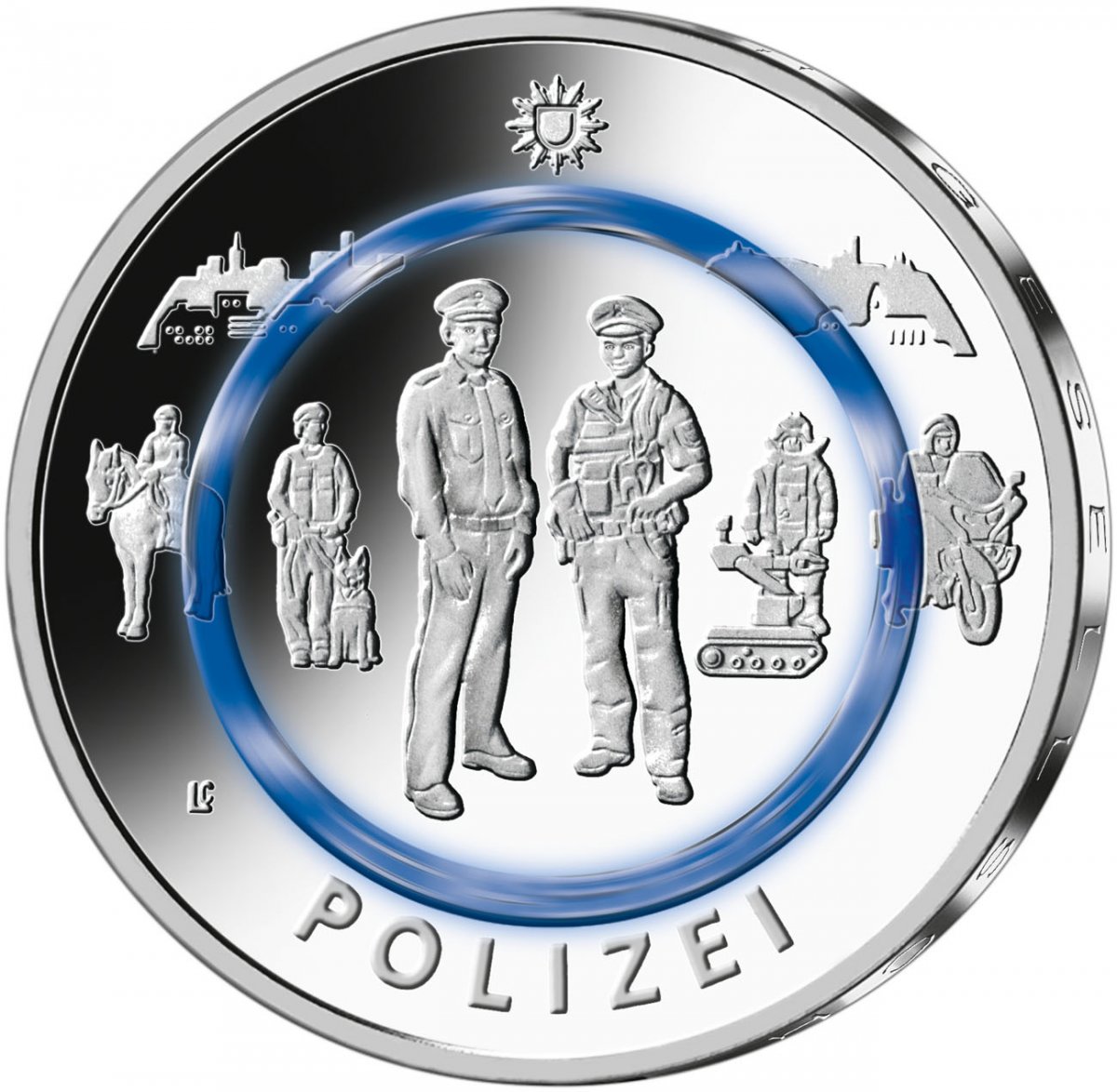 10-Euro-Polymerring-Sammlermünze 2024 "Polizei"                                                      