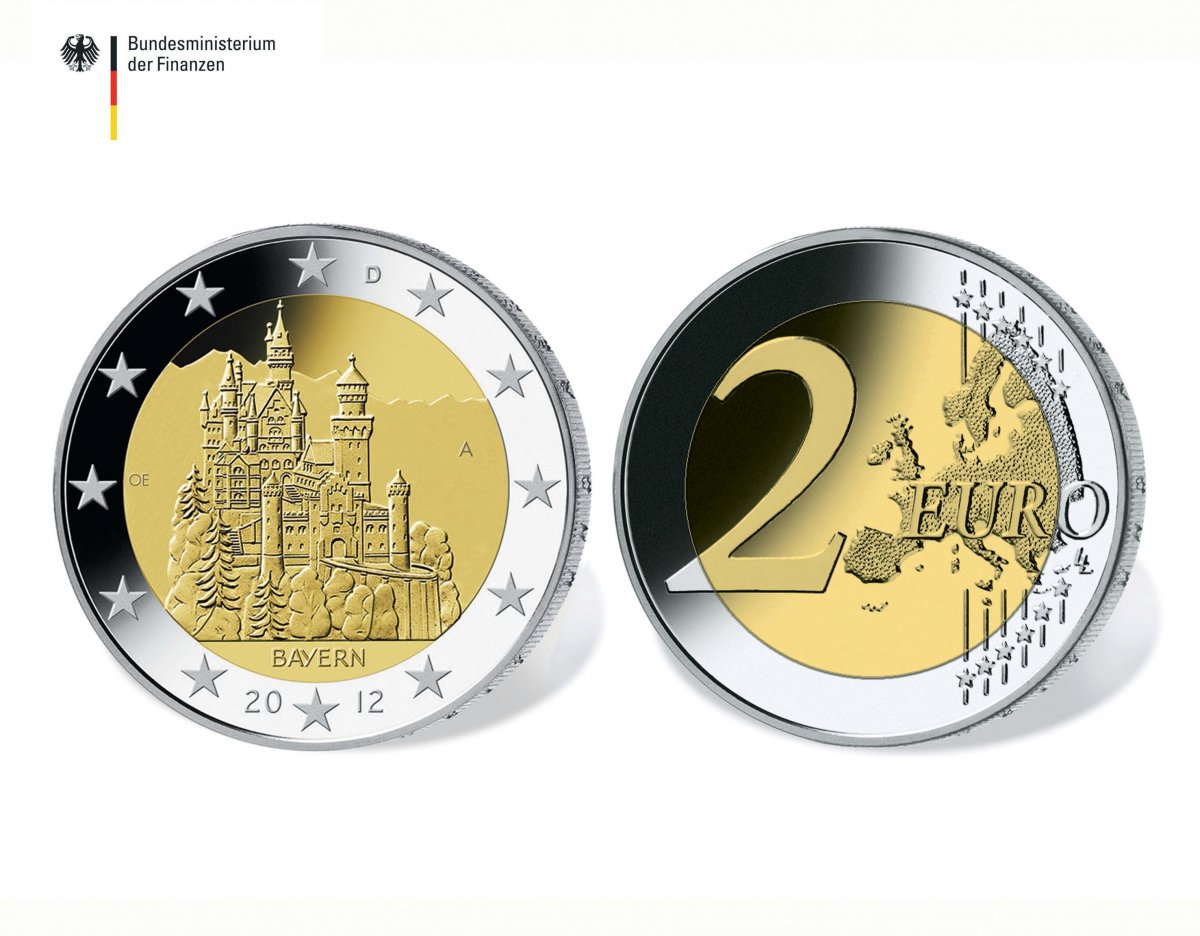 Download 2-Euro-Gedenkmünze 2012 "Bundesländer" - Bayern-Schloss Neuschwanstein 