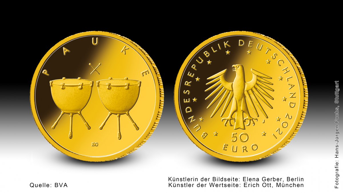 Download 50-Euro-Goldmünze 2021 "Pauke" 