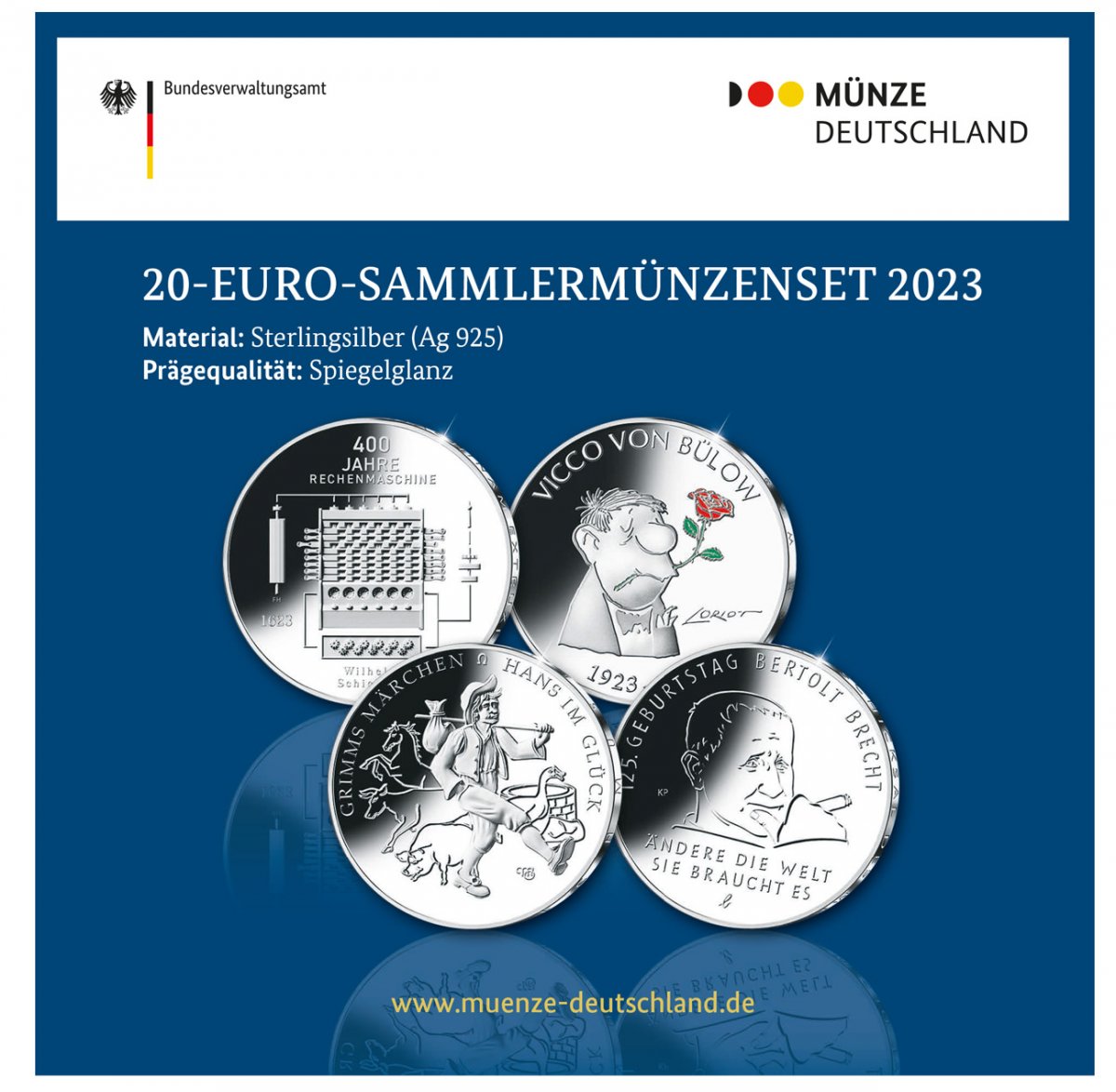 20-Euro-Silbermünzenset 2023 Spiegelglanz                                                            