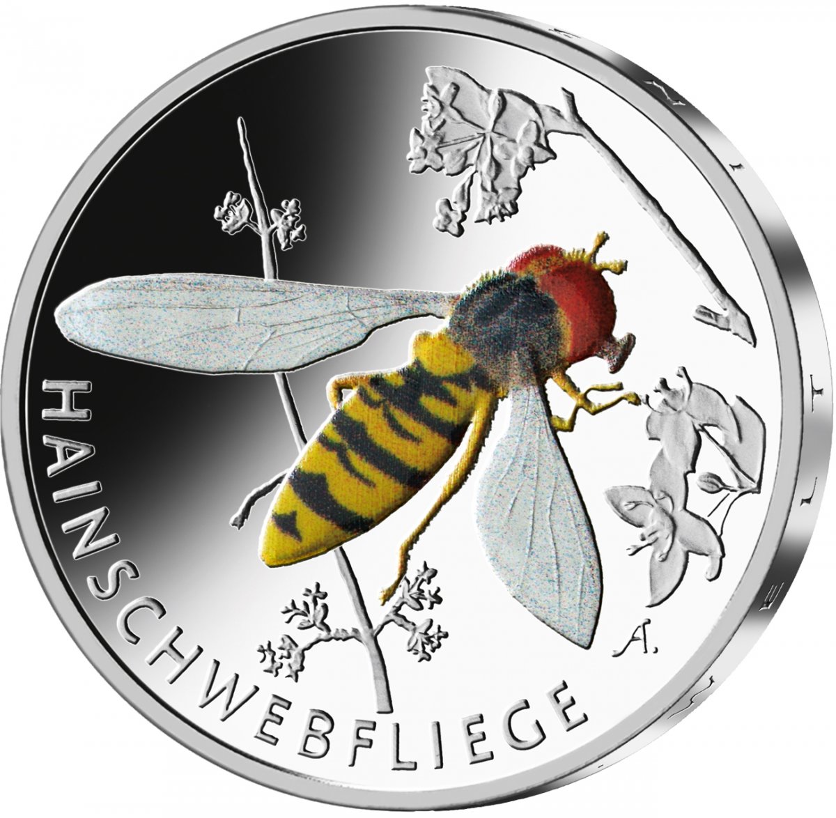 5 euro color print coin 2024 "Hainschwebfliege" 