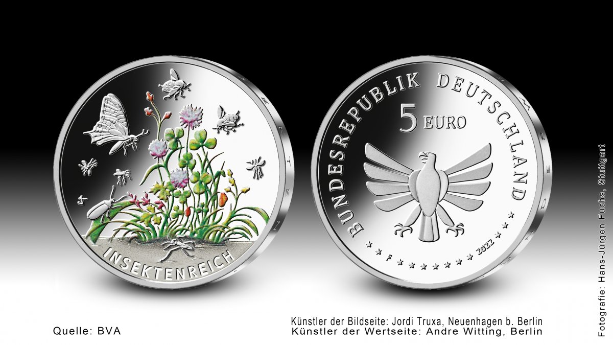 Download 5 euro color print coin 2022 "Insektenreich" 