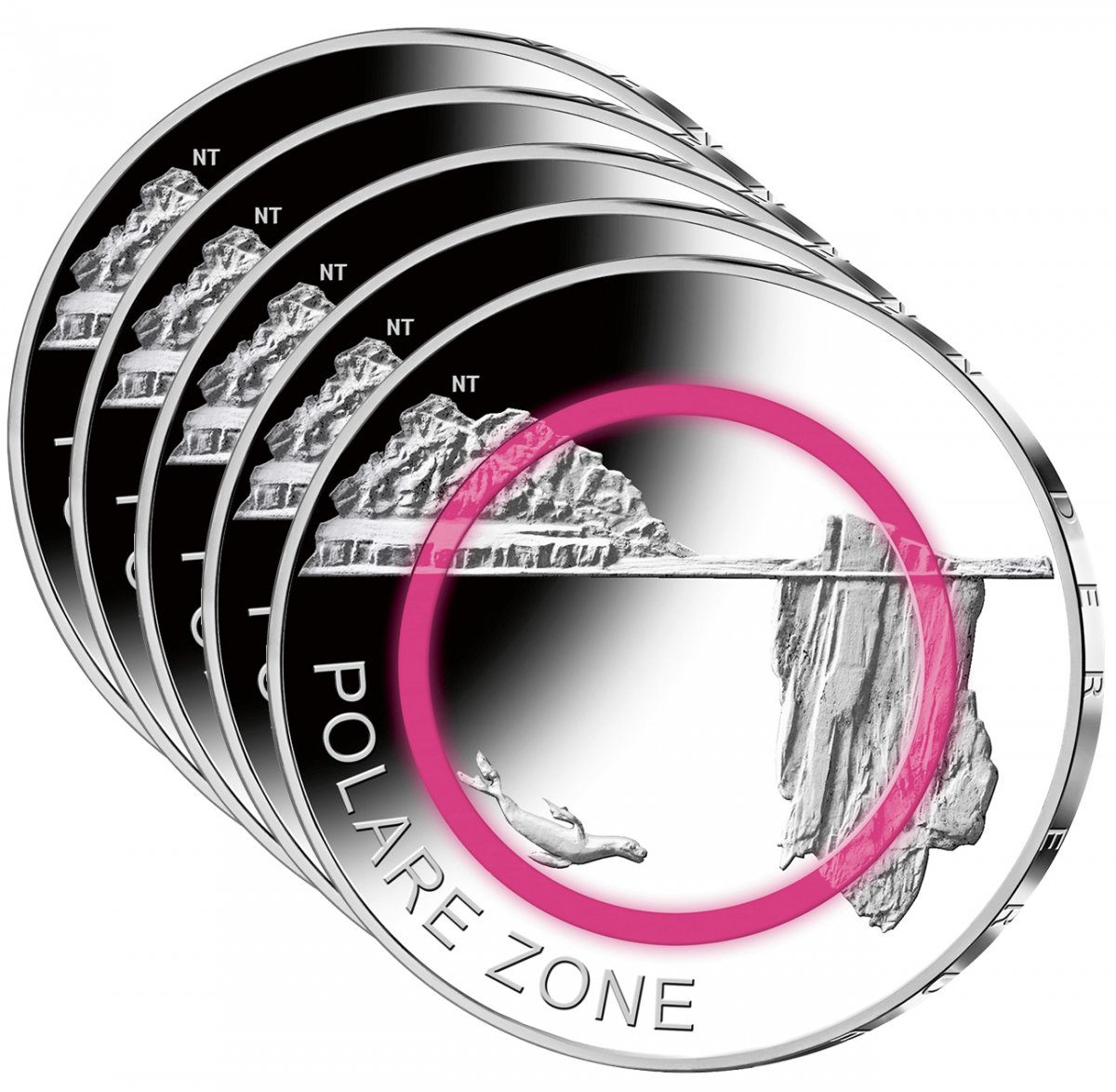 5-Euro-Polymerring-Sammlermünzen-Set 2021 "Polare Zone"                                              