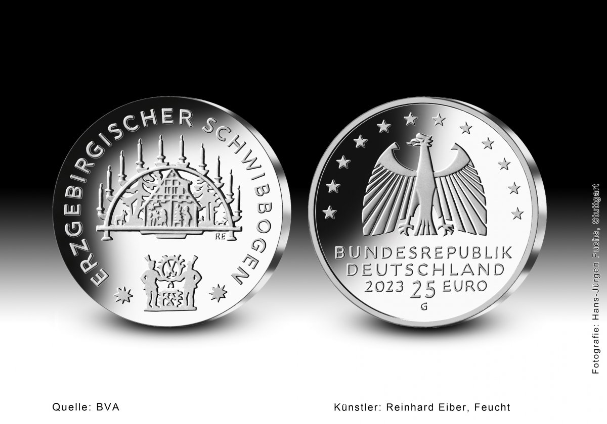 Download 25 euro collector coin 2023 "Weihnachten - Erzgebirgischer Schwibbogen" 