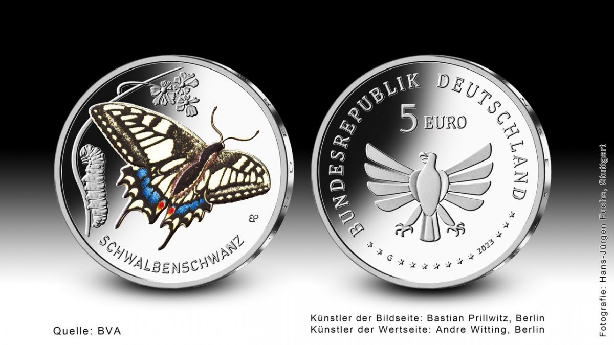 Download 5-Euro-Sammlermünze 2023 "Schwalbenschwanz" 