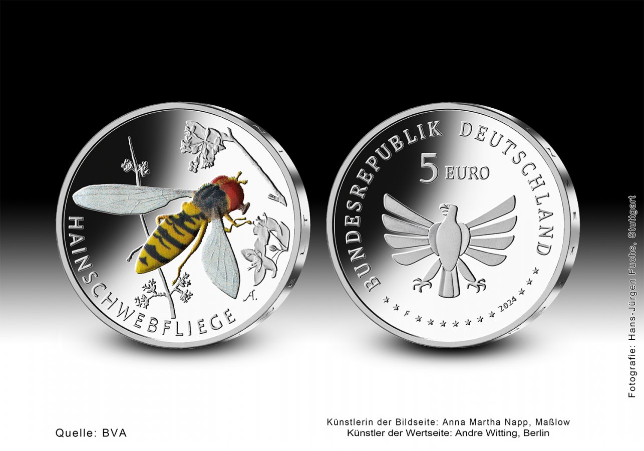 Download 5 euro collector coin 2024 "Hainschwebfliege" 
