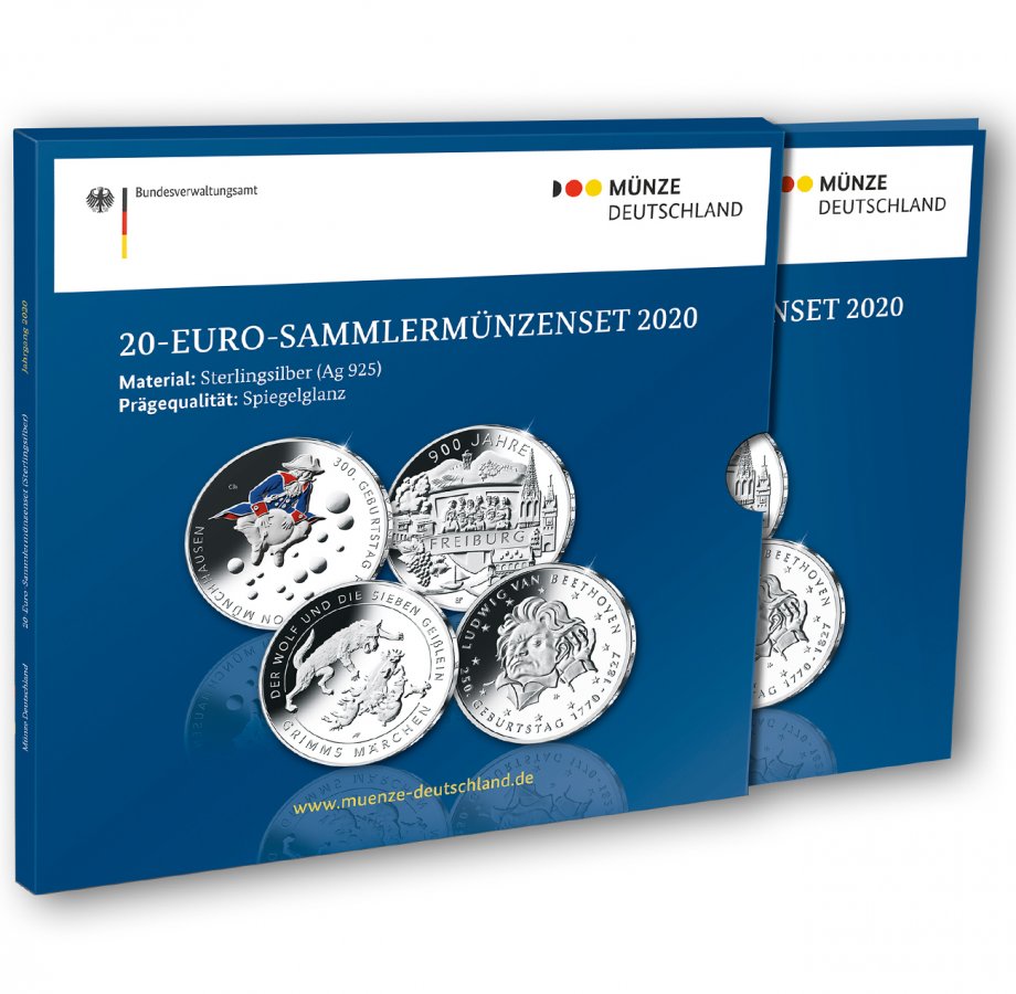 20-Euro-Silbermünzenset 2020 Spiegelglanz                                                            