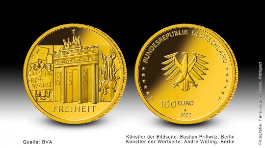 Download 100-Euro-Goldmünze 2022 "Säulen der Demokratie - Freiheit" 