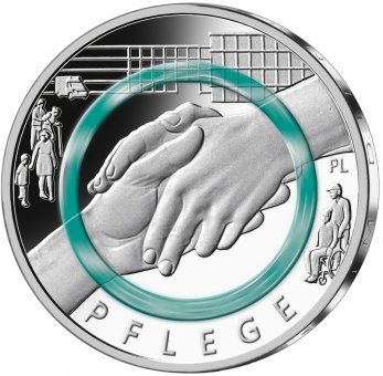 10 euro polymer ring collector coin 2022 "Pflege" 