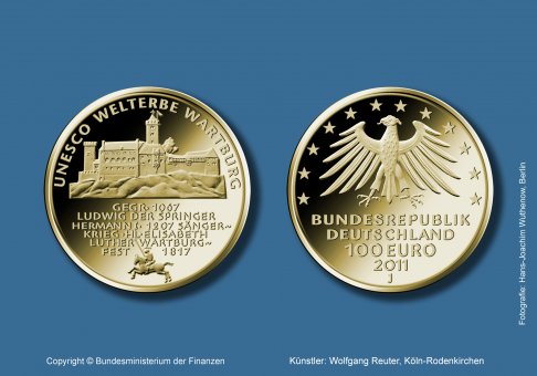 Download 100-Euro-Goldmünze 2011 "UNESCO Welterbe - Wartburg" 