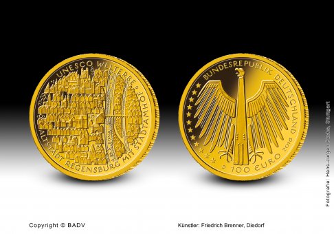 Download 100 euro gold coin 2016 "UNESCO Welterbe - Altstadt Regensburg" 