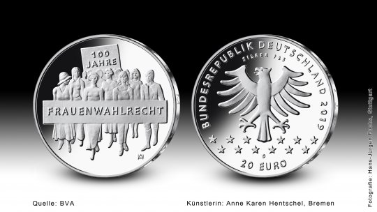 Download 20-Euro-Sammlermünze 2019 "100 Jahre Frauenwahlrecht" 