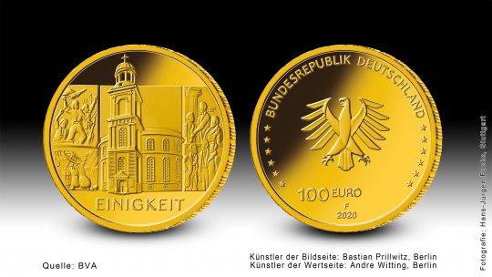 Download 100-Euro-Goldmünze 2020 "Säulen der Demokratie - Einigkeit" 