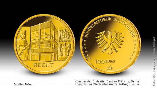 Download 100-Euro-Goldmünze 2021 "Säulen der Demokratie - Recht" 