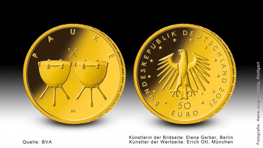 Download 50 euro gold coin 2021 "Pauke" 