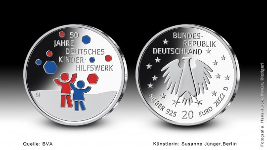 Download 20-Euro-Sammlermünze 2022 "50 Jahre Deutsches Kinderhilfswerk" 