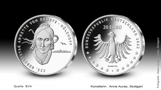 Download 20 euro collector coin 2022 "225. Geburtstag Annette von Droste-Hülshoff" 