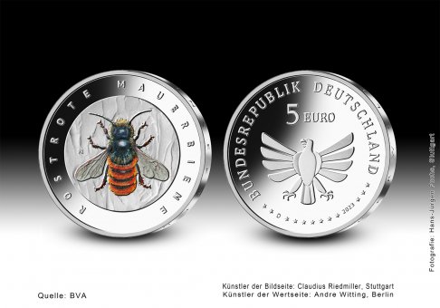 Download 5 euro collector coin 2023 "Rostrote Mauerbiene" 